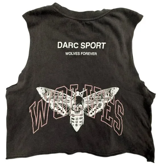 Darc Sport SHE 203/500 Death Moth Cropped Muscle Tank Top Women Small Oversized - Picture 2 of 14